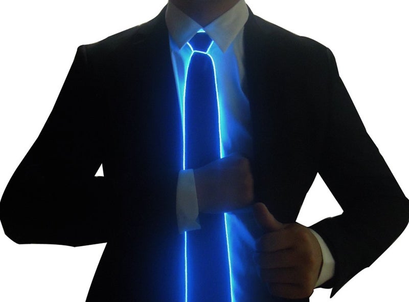 SATUMIKO Burning Man Light Up Fanny Ties Novelty Necktie For Men LED Light Up Ties Costume Accessory (Blue-Satin Tie) - Image 3